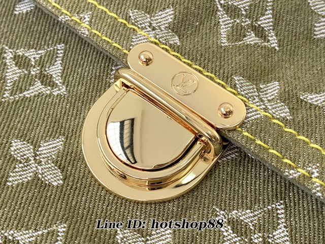 路易威登LV女包 LV女士手拿包 M44472 綠色牛仔系列 中古絕版限量款 xxlv1375